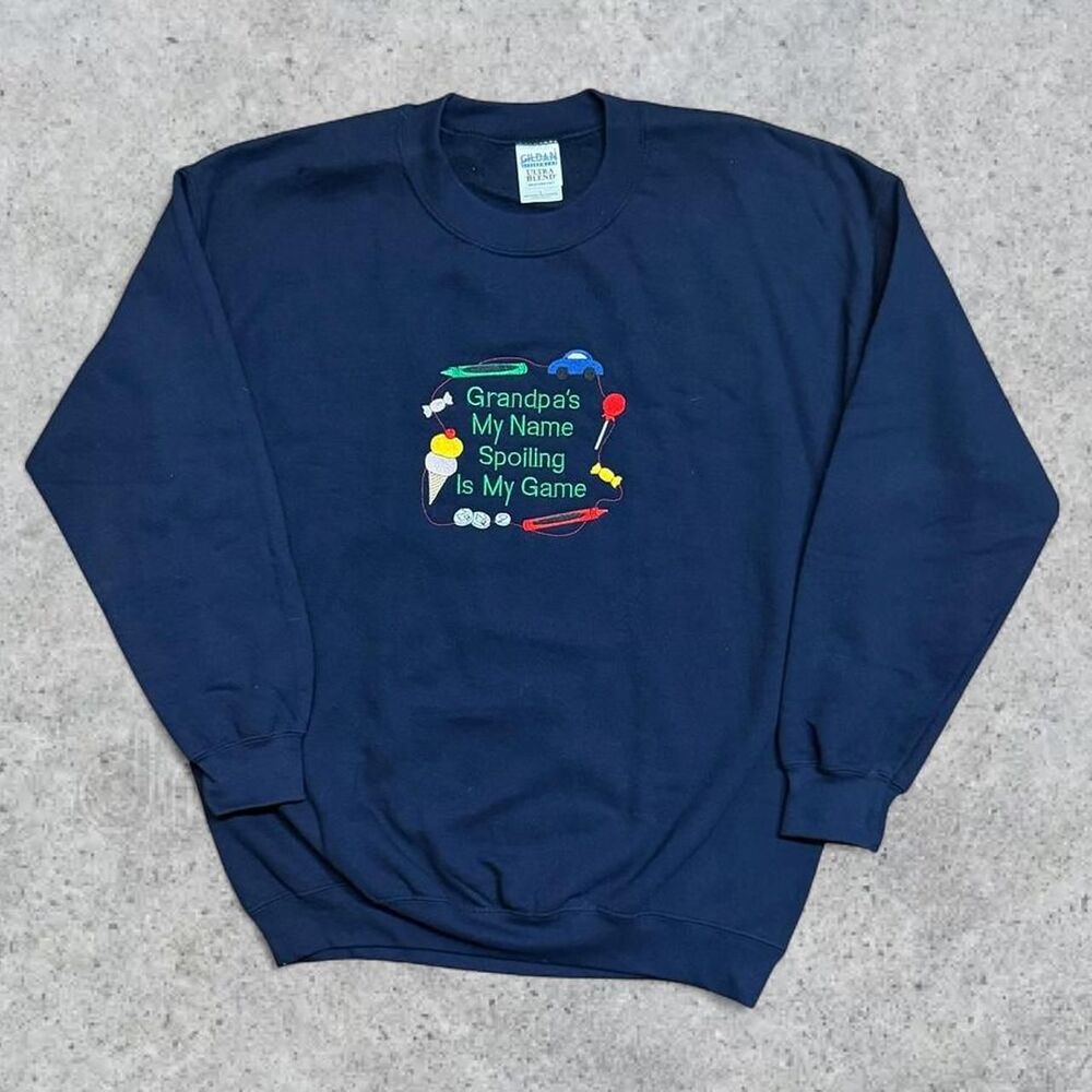 Vintage Funny Grandpa Quote Embroidered Crewneck Sweatshirt